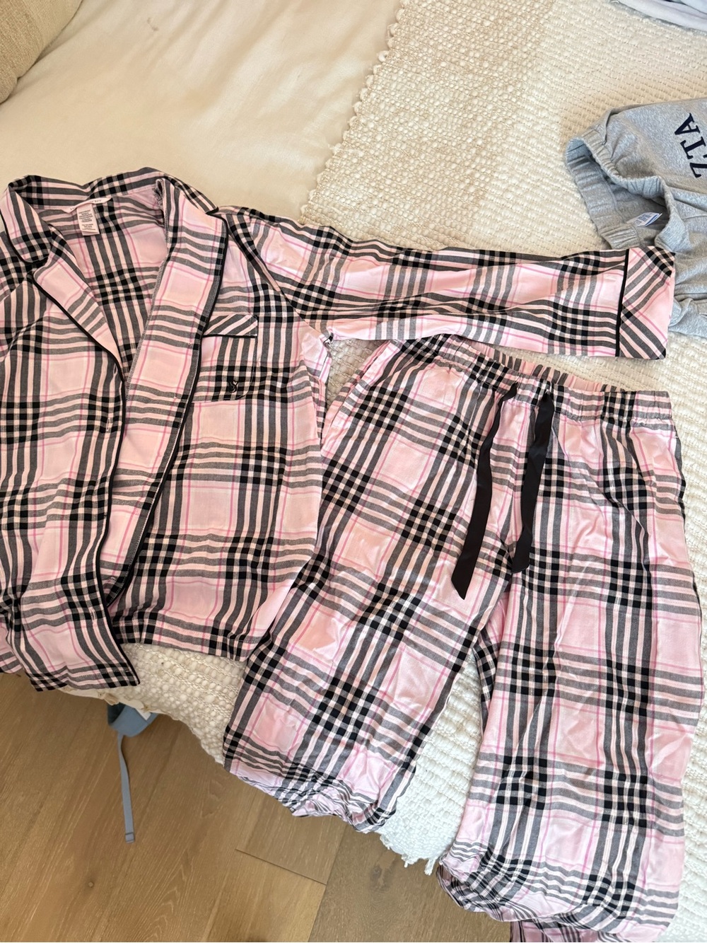 Victoria's Secret Pink and Black Plaid Pajama Set